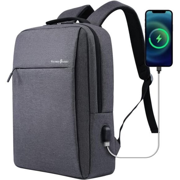 Laptop Backpack 15.6 Inch, Business Slim Durable Travel Backpacks with USB Port - Picture 1 of 7